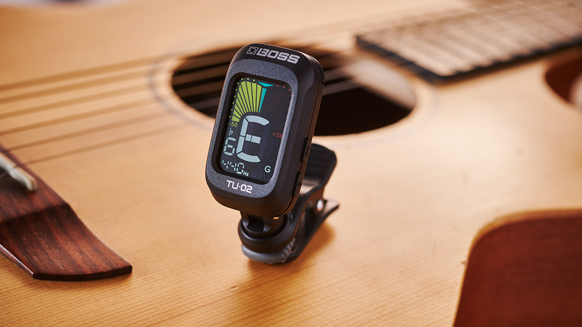 BOSS TU-02 Afinador Clip Cromático Premium para guitarra elétrica, baixo elétrico, ukulele